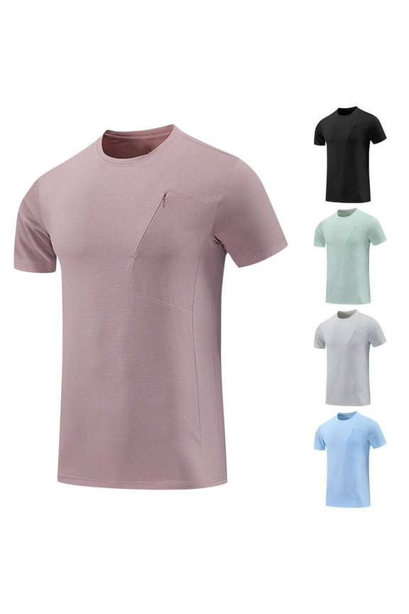 Men Short Sleeve Quick Dry T-Shirts Moisture Wicking Athletic Workout Shirt Gym Fitness Casual Tees Outdoor Running Tee