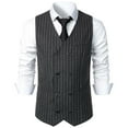 thumbnail image 1 of Hvyesh Men Suit Vest Stripe Double Breasted Business Dress Waistcoat Vest Slim Fit Wedding Stylish Tuxedo Vest V-Neck Sleeveless Dress Waistcoat, 1 of 5