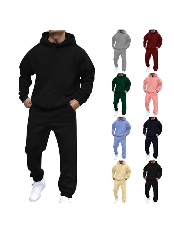 Men Track Suits 2 Piece Set Casual Hoodie Sweatpants Jogging Suits Causal Athletic Men's Sweatsuits