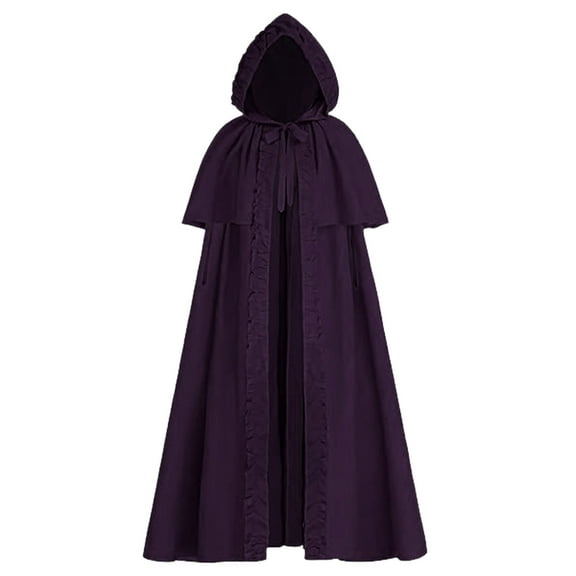 Hvyesh Men and Women Medieval Hooded Cloak Lace Up Renaissance Cape Halloween Costume