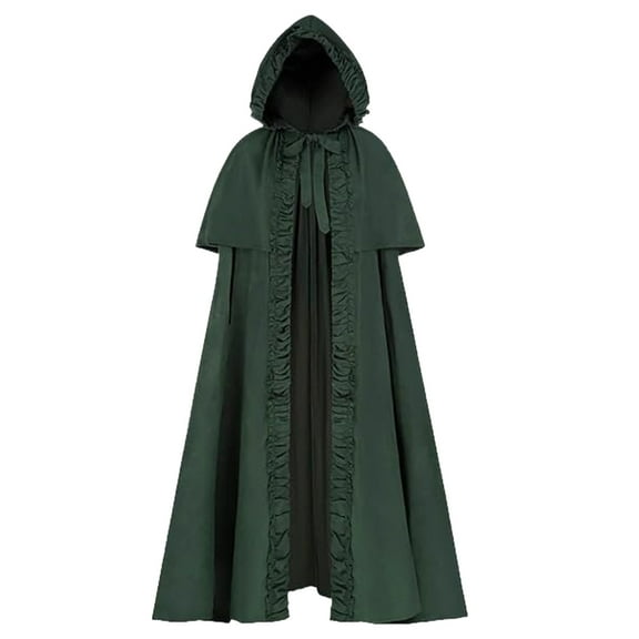 Hvyesh Men and Women Medieval Hooded Cloak Lace Up Renaissance Cape Halloween Costume