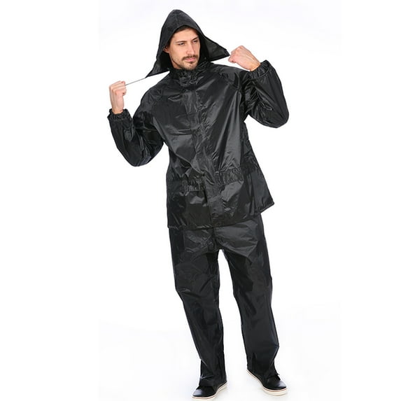 Hvyesh Men and Women Rain Suit Waterproof Jacket and Trouser Suit Raincoat Outdoor All-Sport Breathable Hooded Poncho Sets
