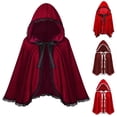 thumbnail image 1 of Hvyesh Men and Women Riding Hood Cape Women Velvet Hood Cape Halloween Christmas Lace Up Cloak, 1 of 5