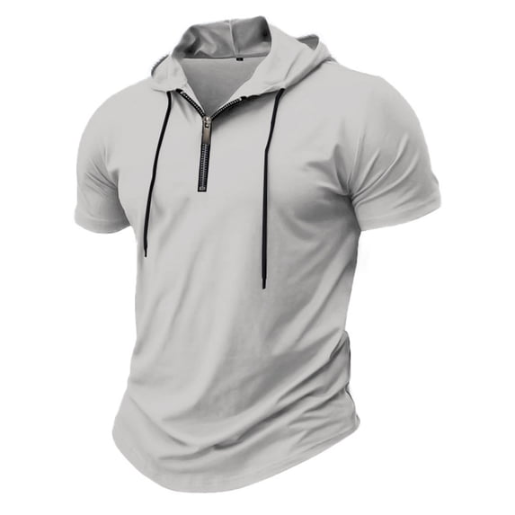 Hvyesh Men's Athletic Short Sleeve Hoodie Casual Hooded T Shirts Lightweight Sweatshirt Workout Gym Hoodies Pullover