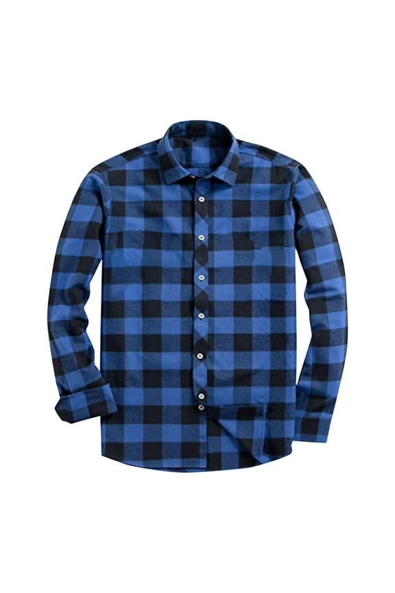 Men's Button Down Regular Fit Long Sleeve Plaid Flannel Casual Shirts