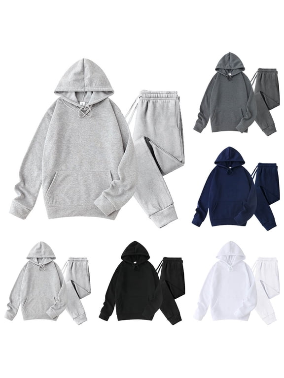 Men's Casual Active Tracksuits Pullover Hoodie Sports Jogging Suits Sets Athletic Running 2 Piece Sweatsuits with Zip Pockets