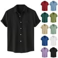 thumbnail image 1 of Hvyesh Men's Casual Button Down Shirt Summer Wrinkle Free Short Sleeve Shirts Lightweight Beach Vacation Button up Shirts, 1 of 10