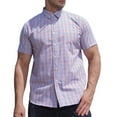thumbnail image 1 of Hvyesh Men's Casual Plaid Button Down Shirt Cotton Short Sleeve Dress Shirts Regular Fit Cotton Oxford Shirt, 1 of 9