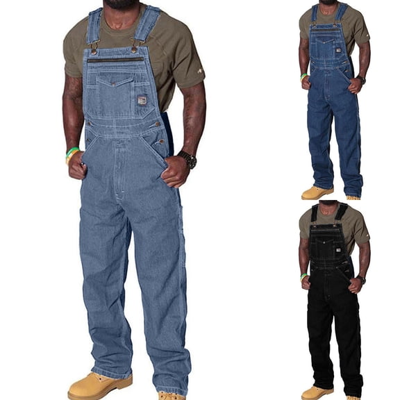 Hvyesh Men's Denim Bib Overall,Mens Big and Tall Relaxed Fit Overall Midweight Workwear with Adjustable Straps and Convenient Tool Pockets