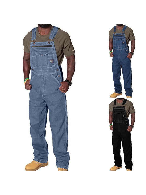 Men's Denim Bib Overall,Mens Big and Tall Relaxed Fit Overall Midweight Workwear with Adjustable Straps and Convenient Tool Pockets