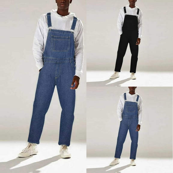 Hvyesh Men's Denim Bib Overall, Mens Relaxed Fit Overall Midweight Workwear with Adjustable Straps and Convenient Tool Pockets