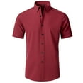 thumbnail image 1 of Hvyesh Men's Dress Shirt Basic Solid Short Sleeve Tshirts Casual Button Down T Shirt Slim Fit Formal Shirts Summer Lightweight Business Work Tops, 1 of 2
