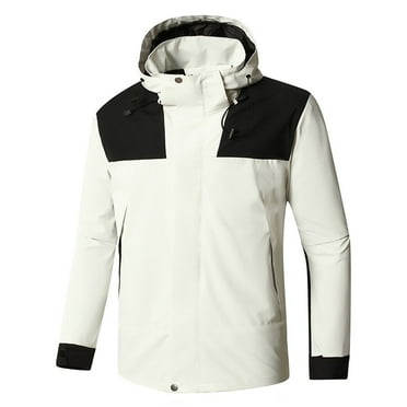 Hvyesh Men's Hooded Waterproof Jacket Lightweight Softshell Rain Jacket Outdoor Windproof Full Zipper Windbreaker Coat Winter Jackets for Men