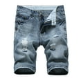 thumbnail image 1 of Hvyesh Men's Jean Shorts Big and Tall Classic Fit Regular Ripped Denim Shorts Straight Leg Distressed Denim Trunks Stretchy Motor Bike Jean Trunks with Pockets, 1 of 6