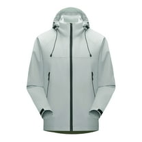 Hvyesh Men's Lightweight Jackets Casual Zip Up Softshell Jackets Outdoor Hooded Pocket Raincoat Jacket Fall Drawstring Zippered Jackets for Men Hiking Cycling Sportswear