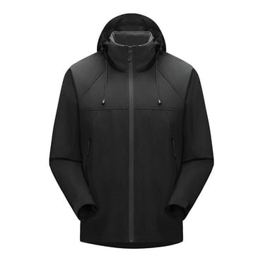 Hvyesh Men's Lightweight Jackets Casual Zip Up Softshell Jackets Outdoor Hooded Pocket Raincoat Jacket Fall Drawstring Zippered Jackets for Men Hiking Cycling Sportswear