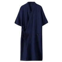 Hvyesh Men's Lightweight Robe Short Sleeve Shawl Collar Bathrobe Comfy Spa Bath Robe Housecoat Loose Sleepwear Pajamas