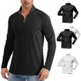 thumbnail image 1 of Hvyesh Men's Long Sleeve Athletic Shirts Quarter Zip Running T-Shirts Slim Fit Workout Gym Muscle Tshirt, 1 of 10