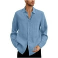 thumbnail image 1 of Hvyesh Men's Long Sleeve Button Down Linen Shirt Big and Tall Casual T Shirt Loose Wrinkle Free Wedding Work Shirts, 1 of 5