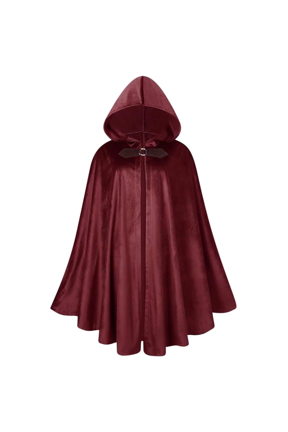 Men's Medieval Hooded Cloak Halloween Renaissance Cape with hood Wizard Costume Medium Length Cosplay Witch Cape