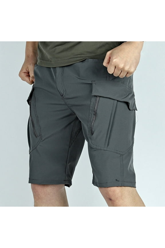 Men's Outdoor Tactical Shorts Multi Pockets Military Combat Work Short Pants 5 Inch Hiking Shorts with Zipper Button