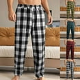 thumbnail image 1 of Hvyesh Men's Plaid Casual Pants Soft Cotton Pajama Pants Straight Leg Drawstring Lounge Sweatpant with Pockets, 1 of 10