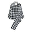thumbnail image 1 of Hvyesh Men's Plaid Pajama Set Pajamas for Men 2 Piece PJs Set Cotton Long Sleeve T-Shirt Loose Pant Loungwear Suit 2025 Spring Nightwear Set, 1 of 2