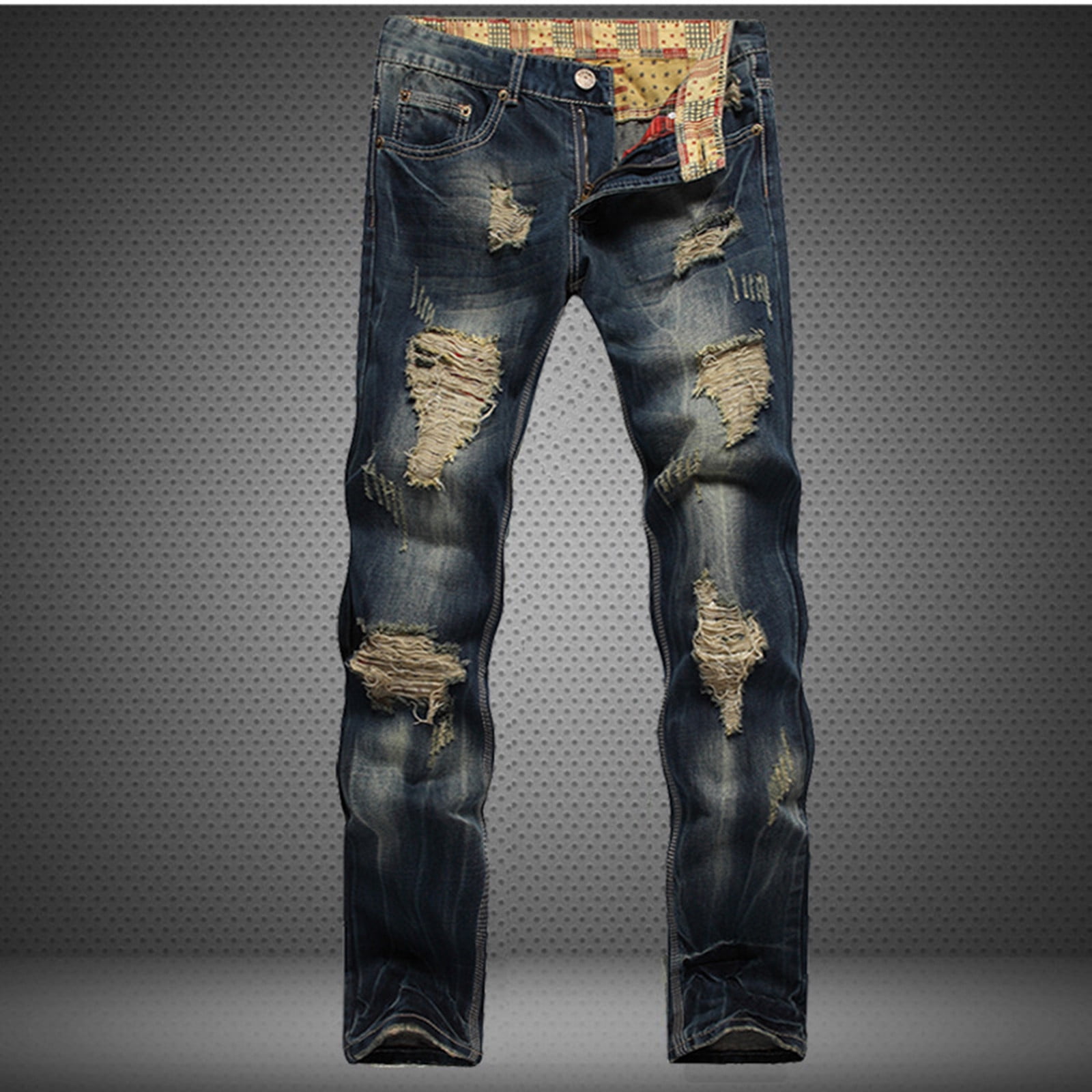 Casual Washed Distressed Straight Cropped Pants