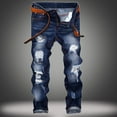 thumbnail image 1 of Hvyesh Men's Ripped Skinny Slim Fit Moto Biker Stretch Distressed Destroyed Denim Jeans, 1 of 9