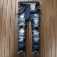 thumbnail image 1 of Hvyesh Men's Ripped Skinny Stretch Distressed Destroyed Slim Jeans Denim Pants, 1 of 7