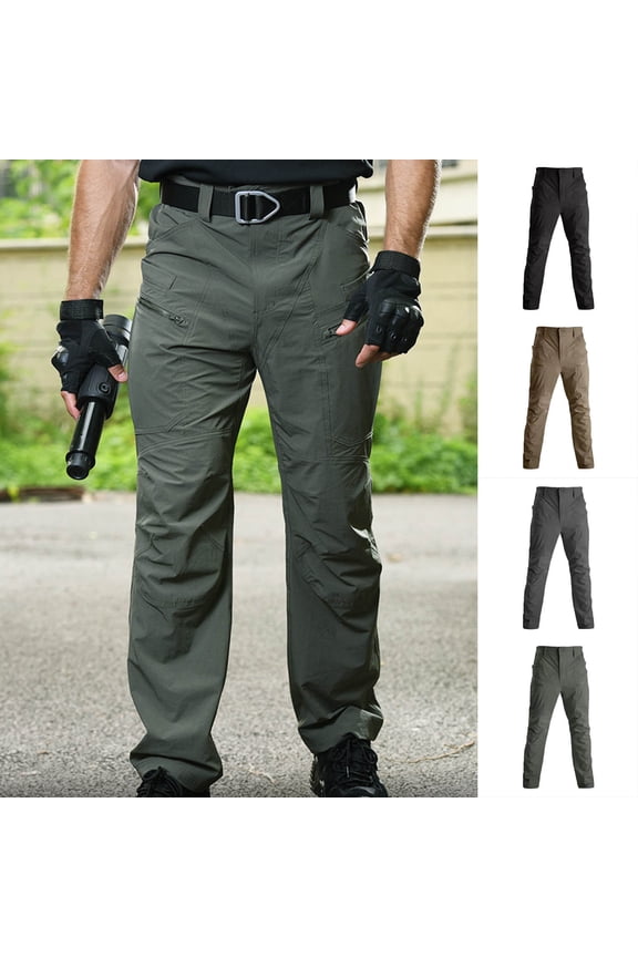Men's Ripstop Pants Lightweight Hiking Cargo Pants Water Resistant Multi Pocket Casual Outdoor Work Pants