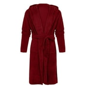 Hvyesh Men's Robe Lightweight Long Hooded Robes Plus Size Pockets Long Pajamas Nightgown Casual Light Bathrobe for Sleepwear and Loungewear with Belted