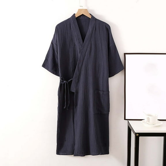 Hvyesh Men’s Satin Robe Lightweight Long Sleeve Kimono Bathrobe Cozy Spa Sleepwear Bathrobes