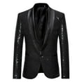 thumbnail image 1 of Hvyesh Men's Sequin Blazer Jacket Trendy Lapel Collar Long Sleeves Prom Suit Dressy Button Down Party Formal Suit Blazer Cardigan Jacket, 1 of 5