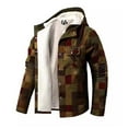 thumbnail image 1 of Hvyesh Men's Sherpa Jackets Lightweight Fleece Lined Plaid Shirts Winter Soft Warm Button Coats with Hood for Men, 1 of 2