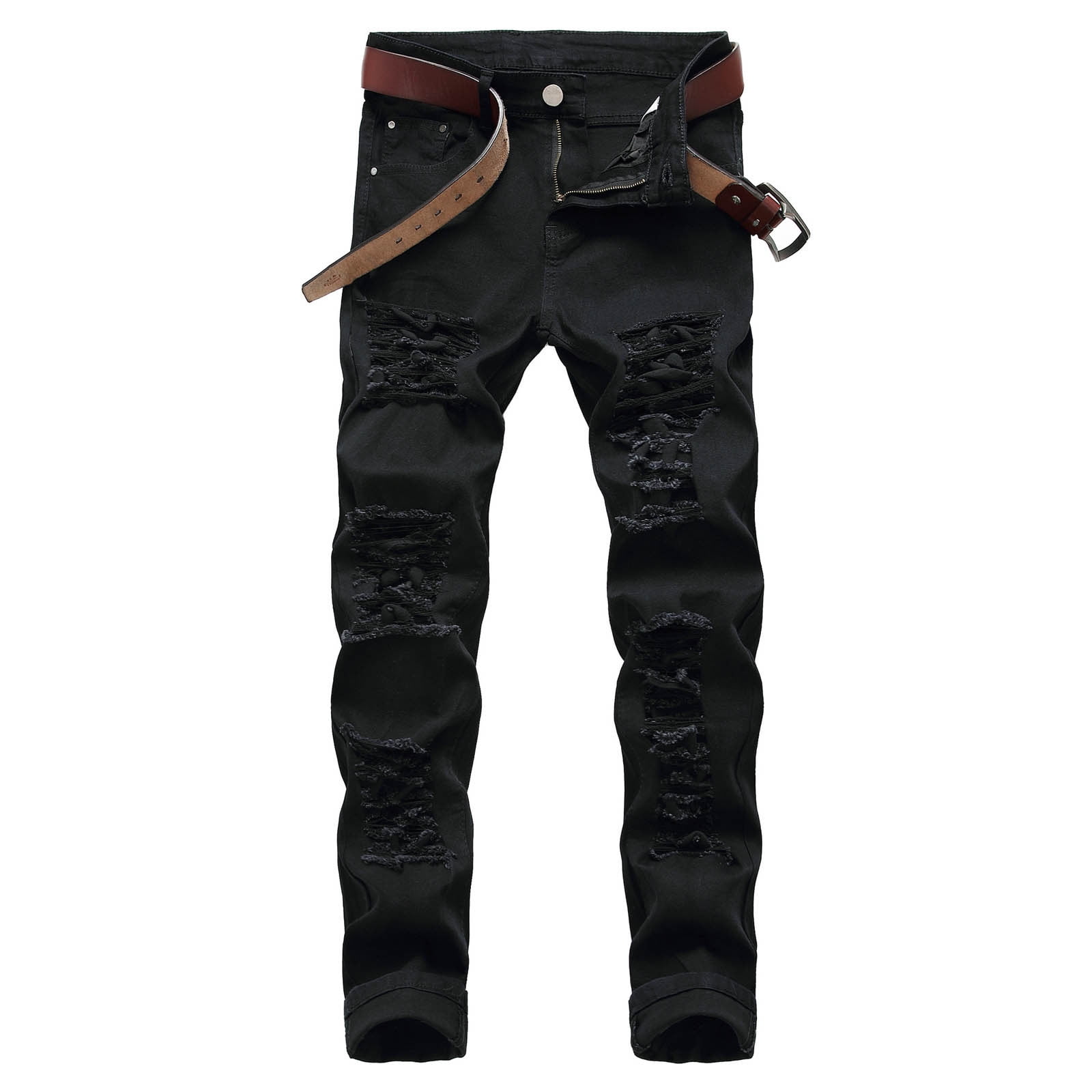 Hvyesh Men's Skinny Ripped Jeans Slim Fit Distressed Stretch