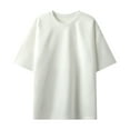 thumbnail image 1 of Hvyesh Men's Solid Faux Suede T-Shirt Casual Oversized Washed T Shirt Round Neck Drop Shoulder Pullover Shirt Classic Short Sleeve Shirts, 1 of 3