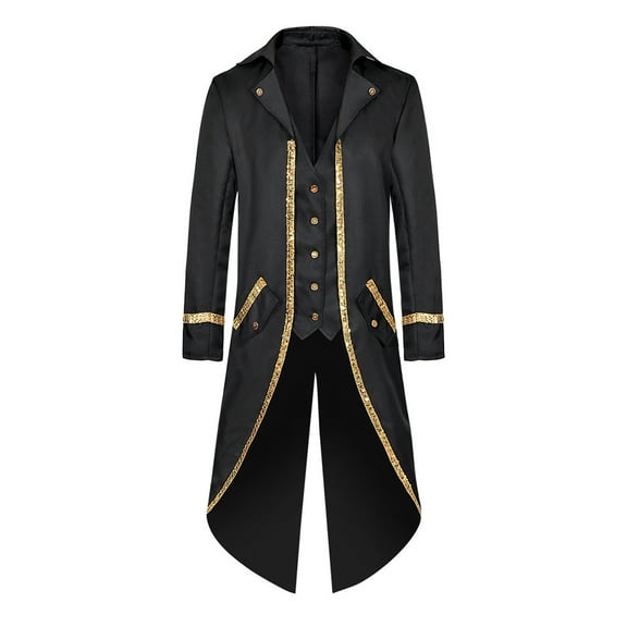 Hvyesh Men's Steampunk Vintage Tailcoat Jacket Gothic Victorian Frock Coat Uniform Halloween Costume