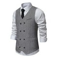 thumbnail image 1 of Hvyesh Men's Suit Vest Classic Double Breasted Business Suit Vests for Men Slim Fit Solid Wedding Dress Waistcoat V-Neck Formal Dress Waistcoat White,L, 1 of 9