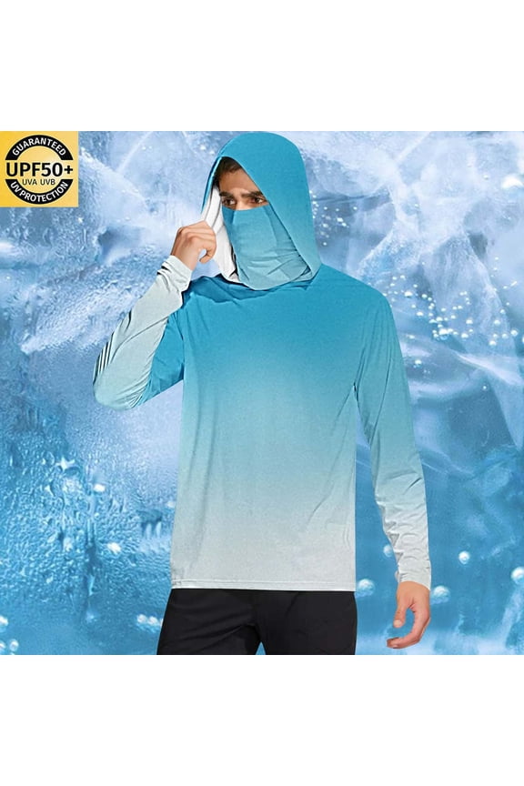 Men's Sun Protection Hoodie Quick Dry Long Sleeve Shirt Trendy Print UV Fishing Outdoor Hiking T-Shirt Swimming Running Tshirt