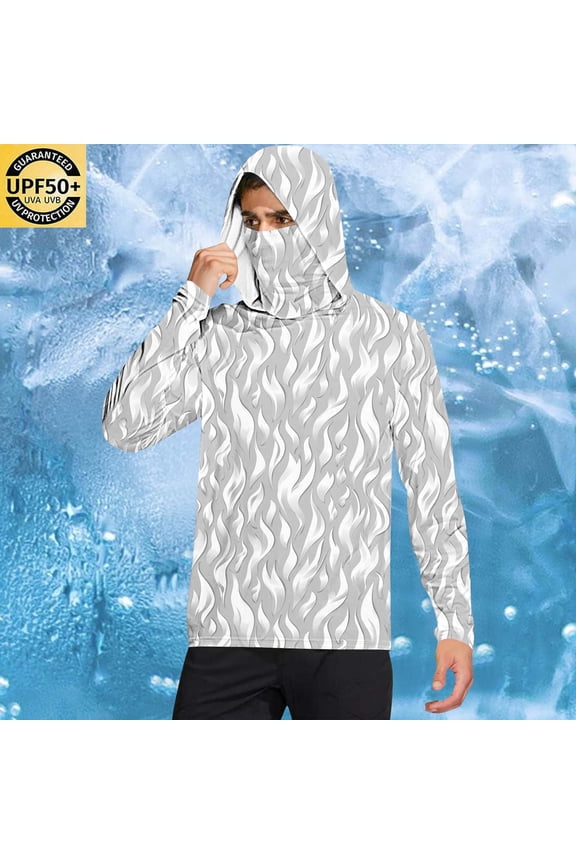 Men's Sun Protection Hoodie Quick Dry Long Sleeve Shirt Trendy Print UV Fishing Outdoor Hiking T-Shirt Swimming Running Tshirt
