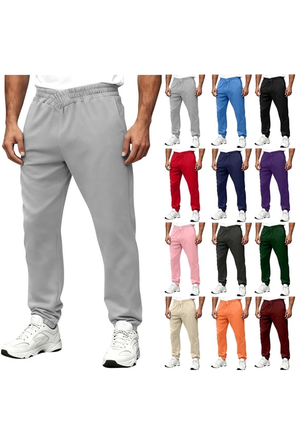 Men's Sweatpant Cinch Bottom Athletic Joggers for Men Cross Waist Loose Fit Gym Workout Running Casual Pants with Pockets