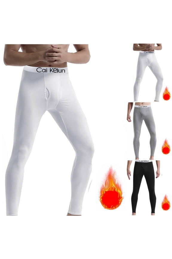 Men's Thermal Underwear Pants Long Johns Tagless Lightweight Thermal Bottoms Separate Pouch