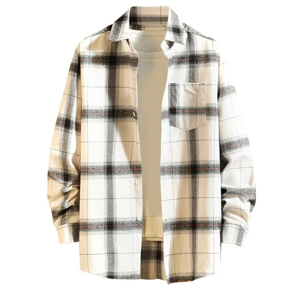 Hvyesh Mens Big and Tall Button Down Shirt Regular Fit Long Sleeve Plaid Tshirt Flannel Casual Shirts