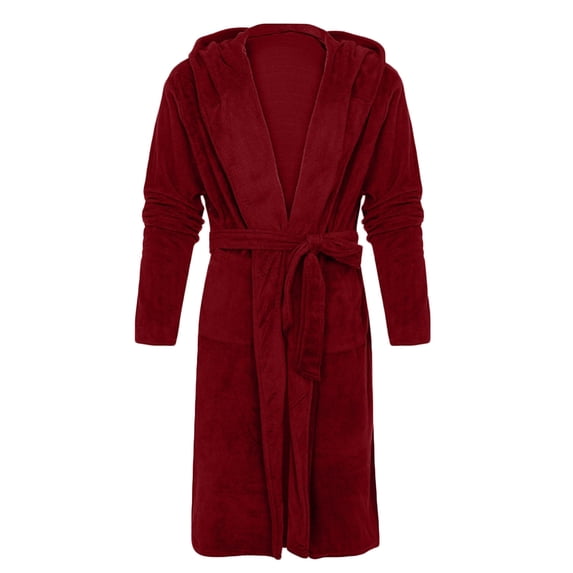 Hvyesh Mens Big and Tall Hooded Fleece Robe Lightweight Fleece Bathrobe Sherpa Shower Spa Long Robe With Pockets