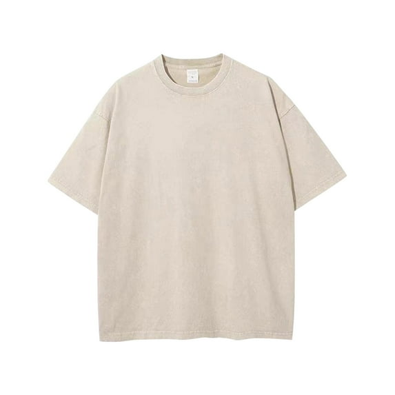 Hvyesh Mens Big and Tall Short Sleeve Shirts Casual Crew Neck Solid Tshirt Summer Oversize Basic Shirts Cozy Cotton Shirts