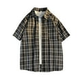thumbnail image 1 of Hvyesh Mens Button Down Shirts Lapel Collar Pocket Short Sleeve Shirts Plaid Button Up Shirts Casual Summer Work Beach Shirts Cotton Regular Fit Gingham Shirts, 1 of 4