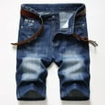 thumbnail image 1 of Hvyesh Mens Denim Shorts, Men's Summer Short Micro Inelastic Shorts Zipper Open Five Point Short Half Shorts Jeans, 1 of 9