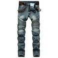 thumbnail image 1 of Hvyesh Mens Distressed Biker Slim Jeans Stretched Ripped Denim Pants Skinny Destroyed Fashion Stretch Jeans Teen,Yellow,3XL, 1 of 9