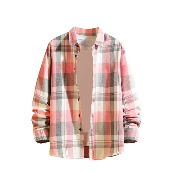 Hvyesh Mens Flannel Shirt Long Sleeve Lightweight Plaid Shirt Casual Button Down Shirts Jacket